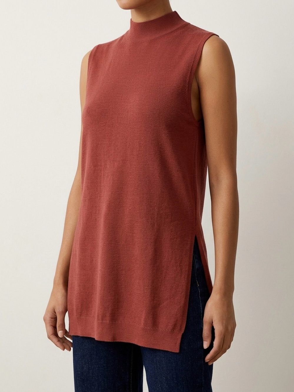 New Simons Maison Sleeveless Mock Neck Knit Tunic Size Medium